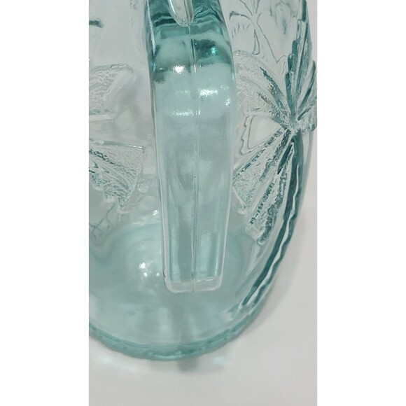Vintage Vetreria Etrusca Pitcher Thick Green Glass Raised Palm Trees Italy READ - Picture 6 of 11